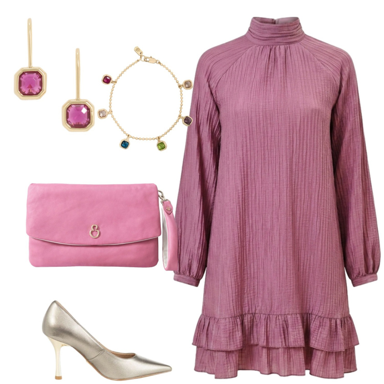 Outfit donna - Invitata. Stile Chic per Cerimonia. Abbinamento con pochette, orecchini, braccialetti, décolleté, vestiti corti.