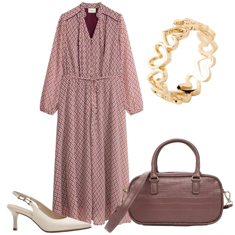 Outfit donna - L\'anello con i cuori. Stile Basic per Tutti i giorni. Abbinamento con anelli, décolleté, vestiti, borse a tracolla.