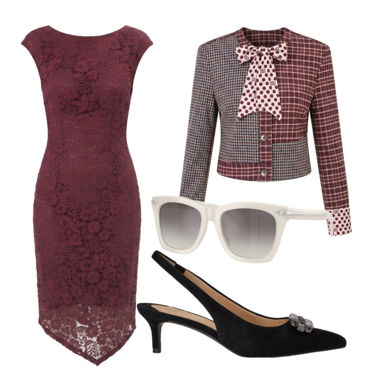 Outfit donna - Matrimonio tra le vigne. Stile Sexy per Cerimonia. Abbinamento con occhiali da sole, décolleté, vestiti asimmetrici, blazer.