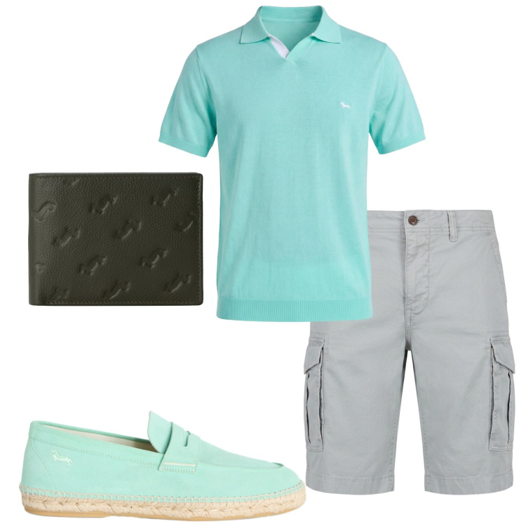 Outfit uomo - Total look #2480964. Stile Casual per Tutti i giorni. Abbinamento con portafogli, polo, espadrillas, bermuda.