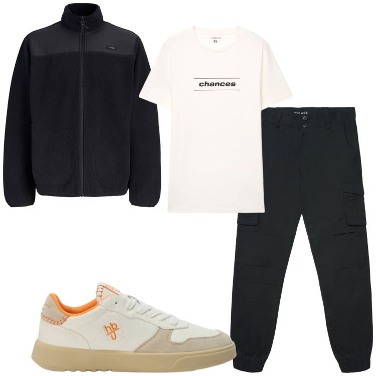 Outfit uomo - Total look #2480986. Stile Casual per Tutti i giorni. Abbinamento con sneakers, t-shirt, pantaloni cargo, giacche.