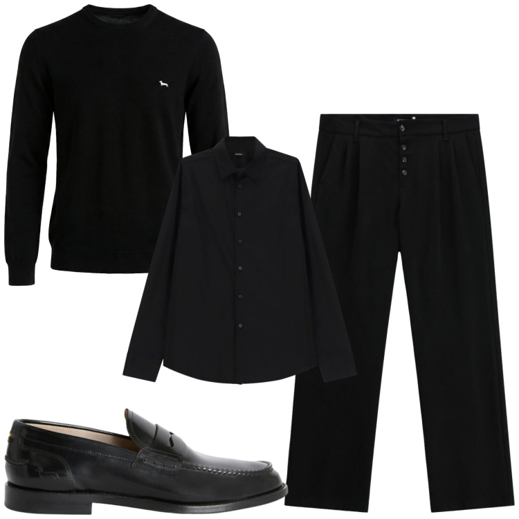 Outfit uomo - Total look #2480988. Stile Business/Elegante per Ufficio. Abbinamento con maglieria, scarpe stringate, pantaloni, camicie.
