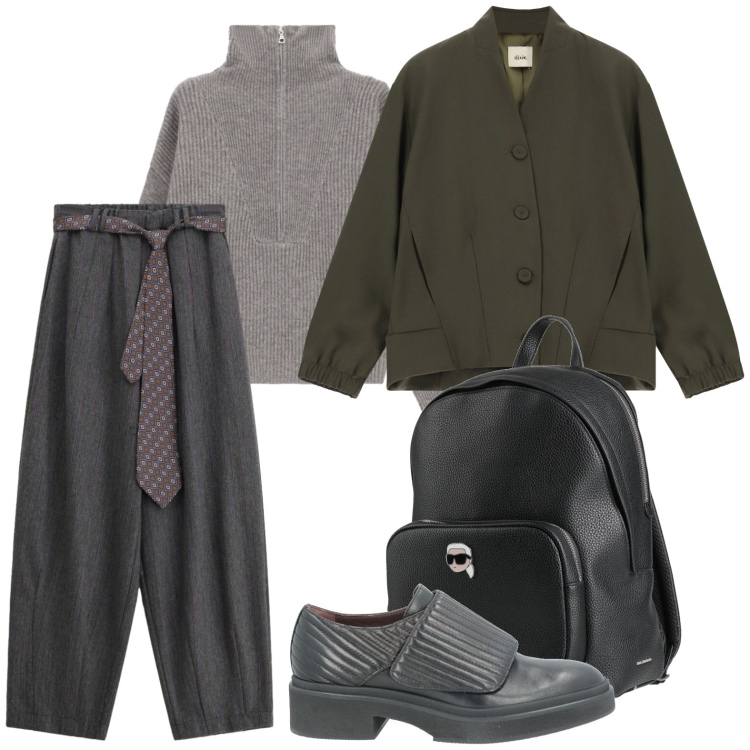 Outfit donna - Cravatta cintura. Stile Casual per Tutti i giorni. Abbinamento con mocassini, zaini, pantaloni, maglieria, cappotti.