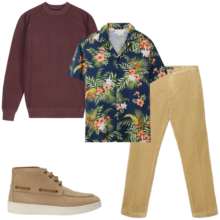 Outfit uomo - Total look #2481089. Stile Casual per Tutti i giorni. Abbinamento con stivali e stivaletti, maglieria, pantaloni chino, camicie a manica corta.