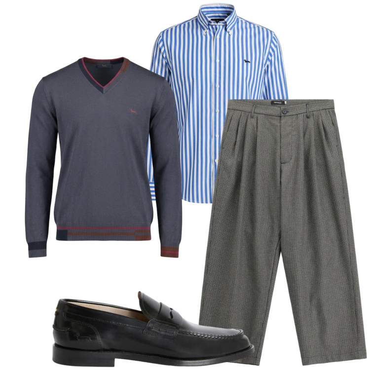 Outfit uomo - Total look #2481188. Stile Business/Elegante per Ufficio. Abbinamento con maglieria, scarpe stringate, camicie, pantaloni.