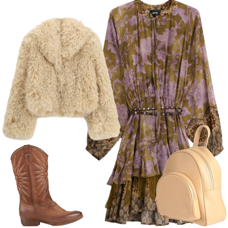 Outfit donna - Total look #2481194. Stile Glamour per Tutti i giorni. Abbinamento con stivali, zaini, ecopellicce, vestiti corti.