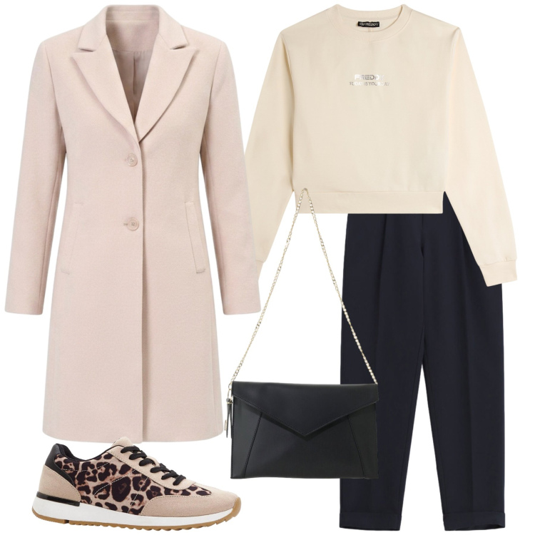 Outfit donna - Total look #2481200. Stile Glamour per Tutti i giorni. Abbinamento con borse a tracolla, felpe, cappotti, pantaloni, sneakers.