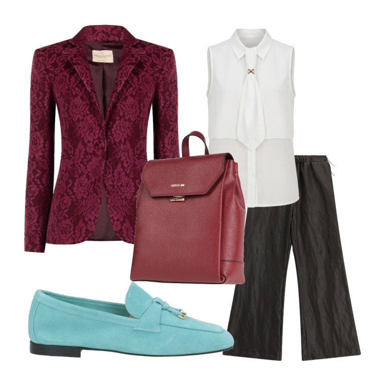 Outfit donna - Glamour serata speciale. Stile Glamour per Serata fuori. Abbinamento con pantaloni a palazzo, camicie a manica corta, blazer, zaini, mocassini.