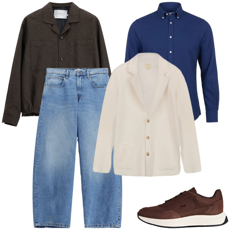 Outfit uomo - Total look #2481291. Stile Casual per Tutti i giorni. Abbinamento con sneakers, camicie, jeans, cappotti, cardigans.