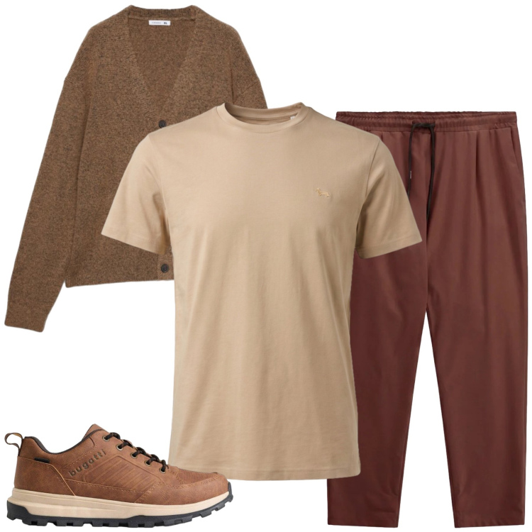 Outfit uomo - Total look #2481297. Stile Casual per Tutti i giorni. Abbinamento con t-shirt, pantaloni, cardigans, sneakers.