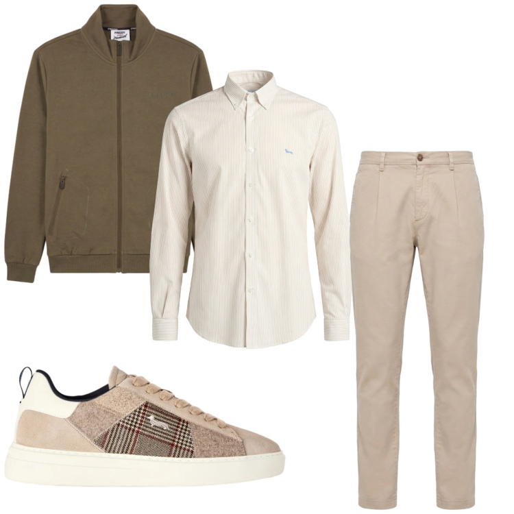 Outfit uomo - Total look #2481373. Stile Trendy per Ufficio. Abbinamento con sneakers, camicie, pantaloni, felpe.
