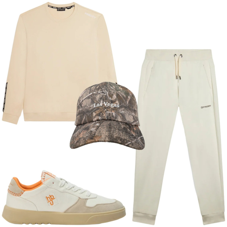 Outfit uomo - Total look #2481398. Stile Trendy per Sport. Abbinamento con sneakers, pantaloni, felpe, cappelli con visiera.