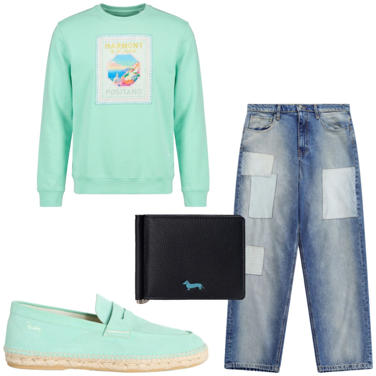 Outfit uomo - Total look #2481405. Stile Casual per Tutti i giorni. Abbinamento con portafogli, felpe, espadrillas, jeans.