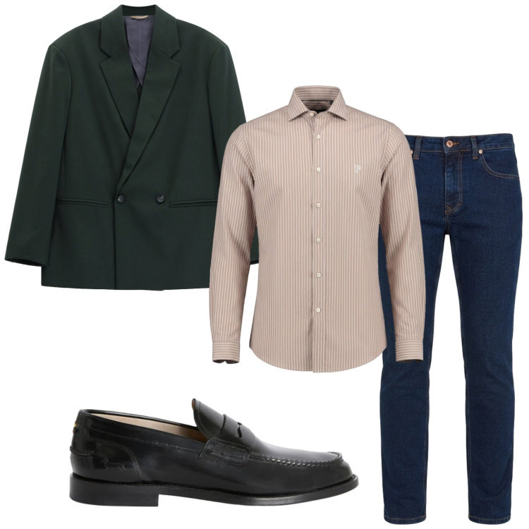 Outfit uomo - Total look #2481416. Stile Trendy per Serata speciale. Abbinamento con jeans, camicie, scarpe stringate, giacche.