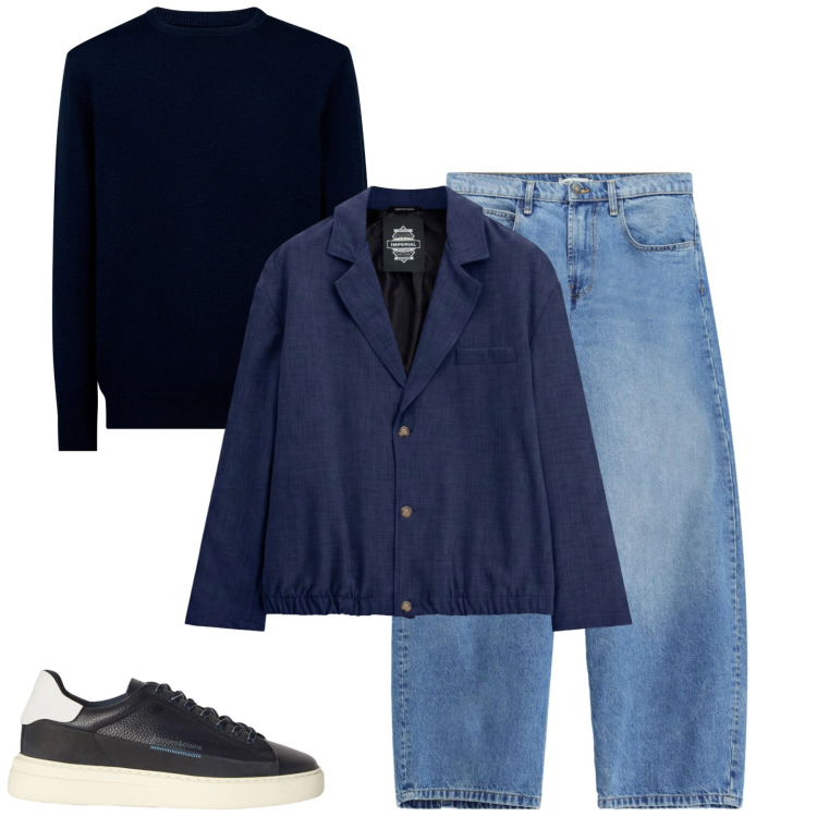 Outfit uomo - Total look #2481478. Stile Casual per Tutti i giorni. Abbinamento con sneakers, jeans, giacche, maglieria.