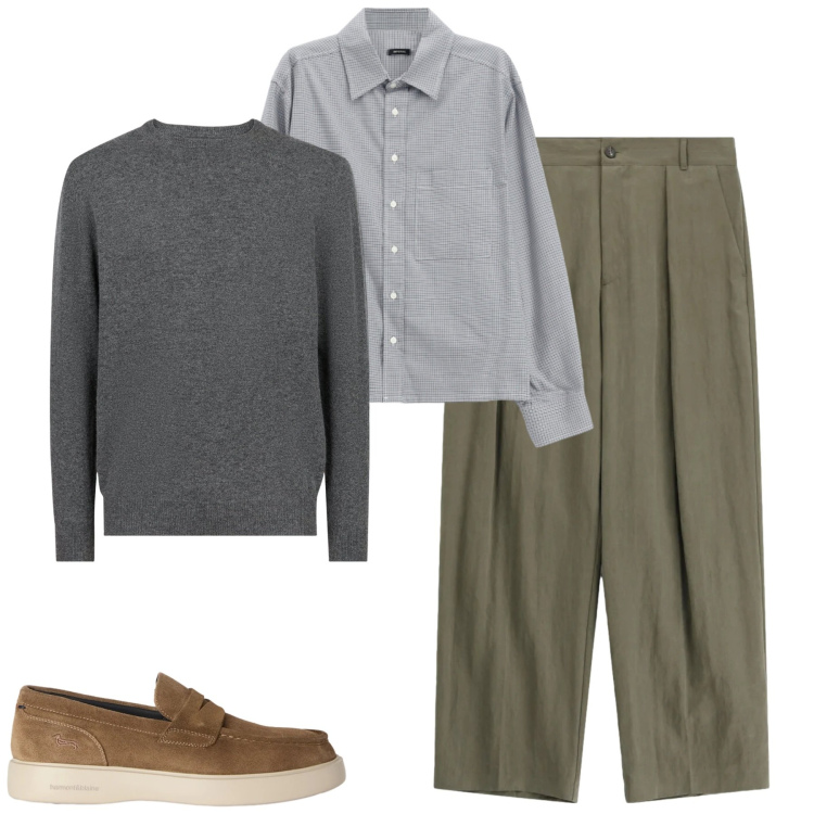 Outfit uomo - Total look #2481479. Stile Urban per Tutti i giorni. Abbinamento con scarpe stringate, pantaloni, camicie, maglieria.