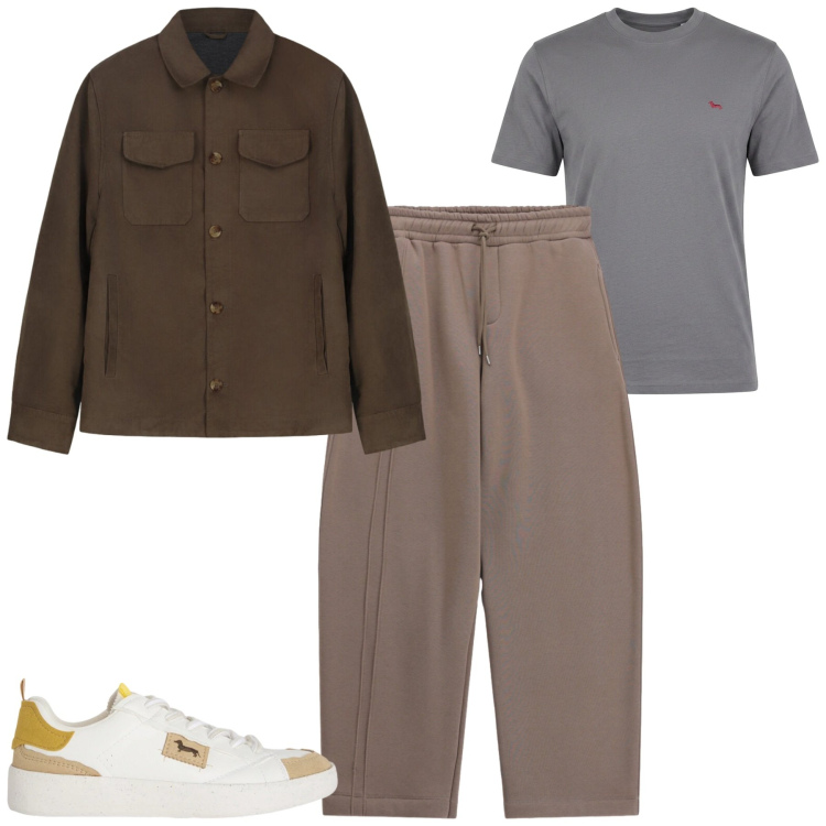 Outfit uomo - Total look #2481481. Stile Casual per Tutti i giorni. Abbinamento con t-shirt, sneakers, pantaloni, cappotti.