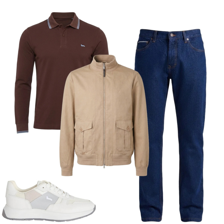 Outfit uomo - Total look #2481498. Stile Casual per Tutti i giorni. Abbinamento con polo, sneakers, jeans, bomber.