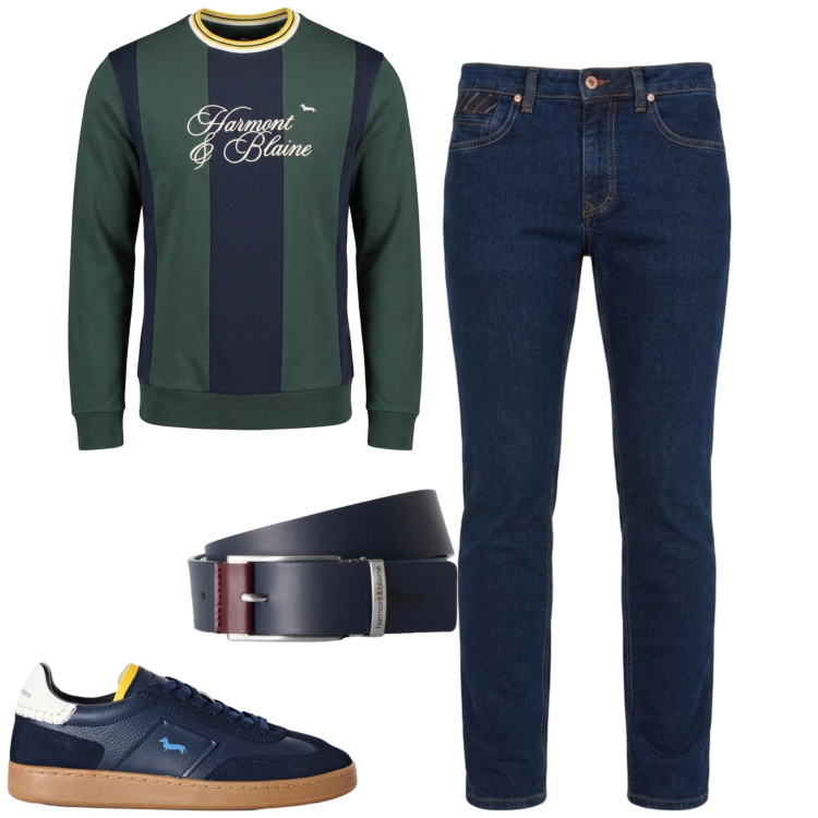 Outfit uomo - Total look #2481499. Stile Casual per Tutti i giorni. Abbinamento con jeans, felpe, sneakers, cinture.