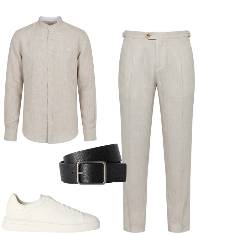 Outfit uomo - City. Stile Trendy per Tutti i giorni. Abbinamento con cinture, sneakers, pantaloni chino, camicie.