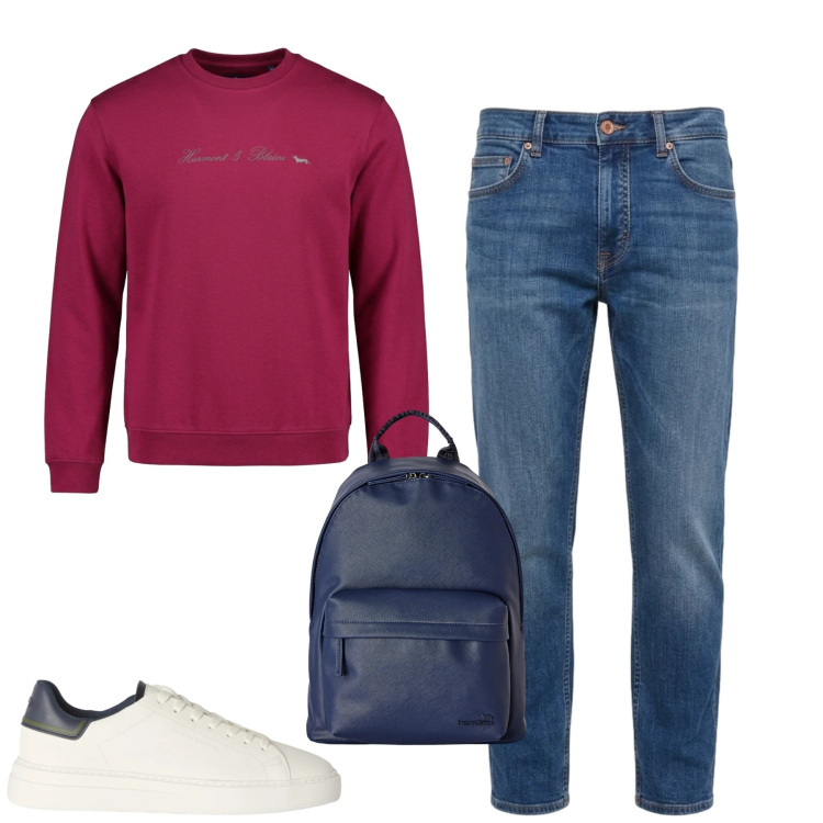 Outfit uomo - Settembre. Stile Casual per Tutti i giorni. Abbinamento con borse sportive, felpe, sneakers, jeans.