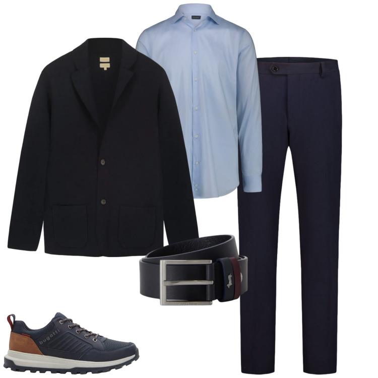 Outfit uomo - Total look #2481510. Stile Urban per Tutti i giorni. Abbinamento con cinture, camicie, cardigans, pantaloni, sneakers.