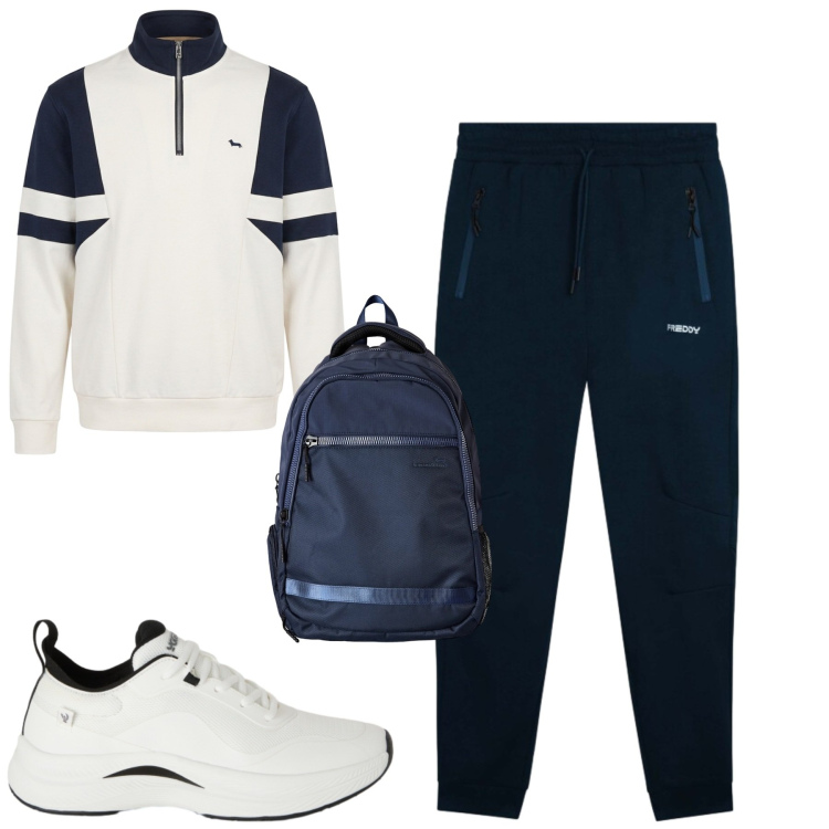 Outfit uomo - Total look #2481526. Stile Casual per Tutti i giorni. Abbinamento con borse sportive, felpe, sneakers, pantaloni.