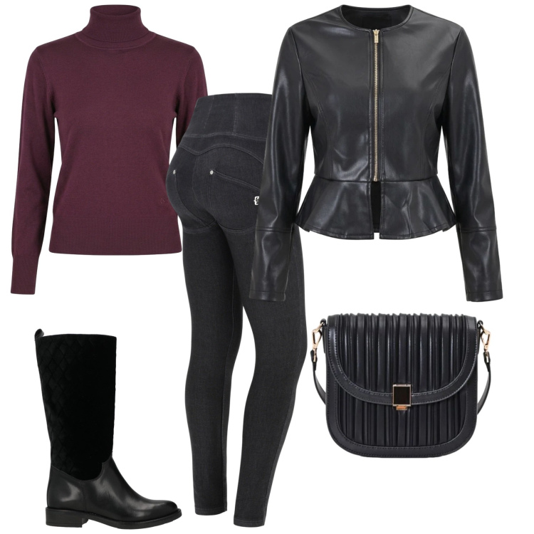 Outfit donna - Fall. Stile Casual chic per Tutti i giorni. Abbinamento con pantaloni skinny, giacche, pullovers, borse a tracolla, stivali.
