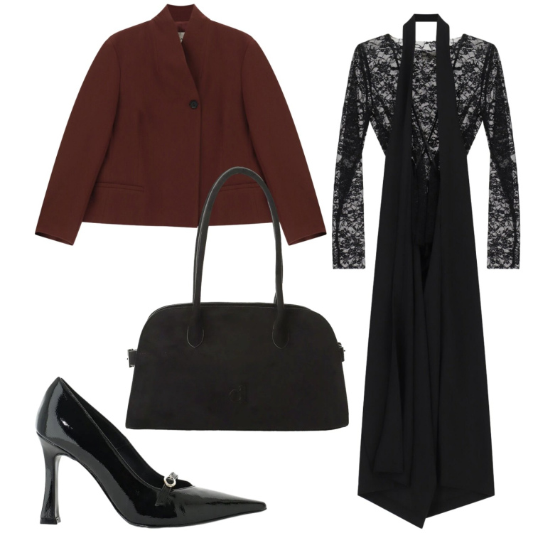Outfit donna - Dixie - FW26. Stile Glamour per Tutti i giorni. Abbinamento con décolleté, vestiti lunghi, blazer, borse a spalla.