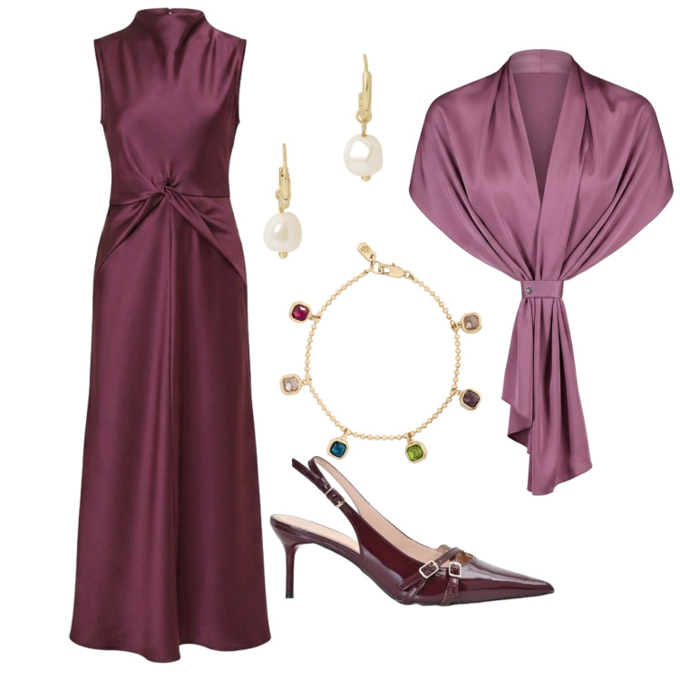 Outfit donna - Ottobre. Stile Chic per Cerimonia. Abbinamento con orecchini, braccialetti, stole, vestiti midi/longuette, décolleté.
