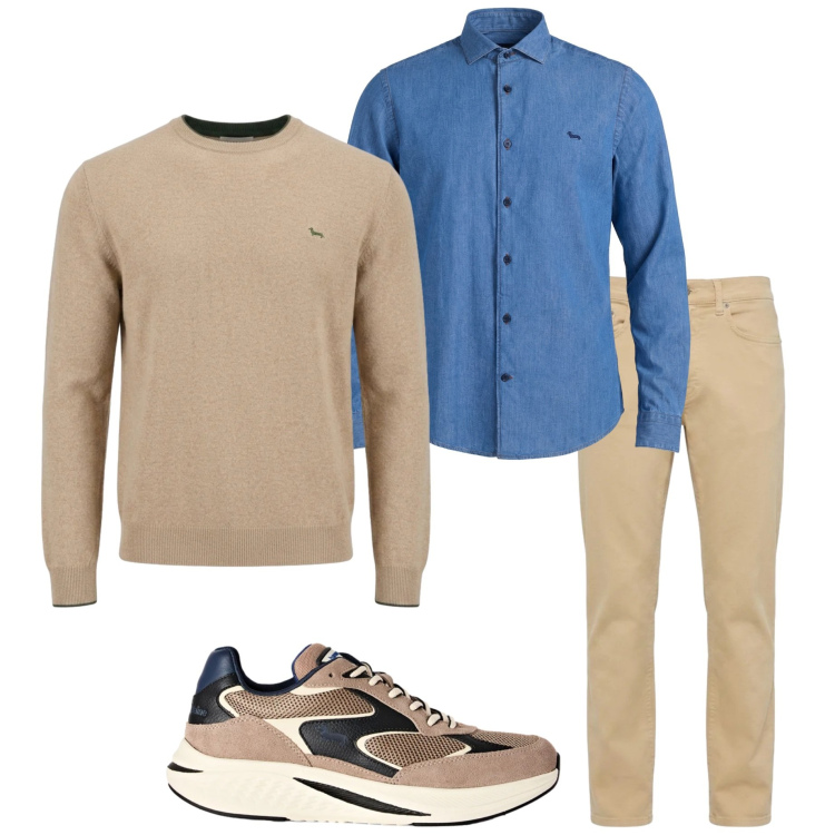 Outfit uomo - Harmont&Blaine. Stile Casual per Ufficio. Abbinamento con pantaloni, maglieria, sneakers, camicie.