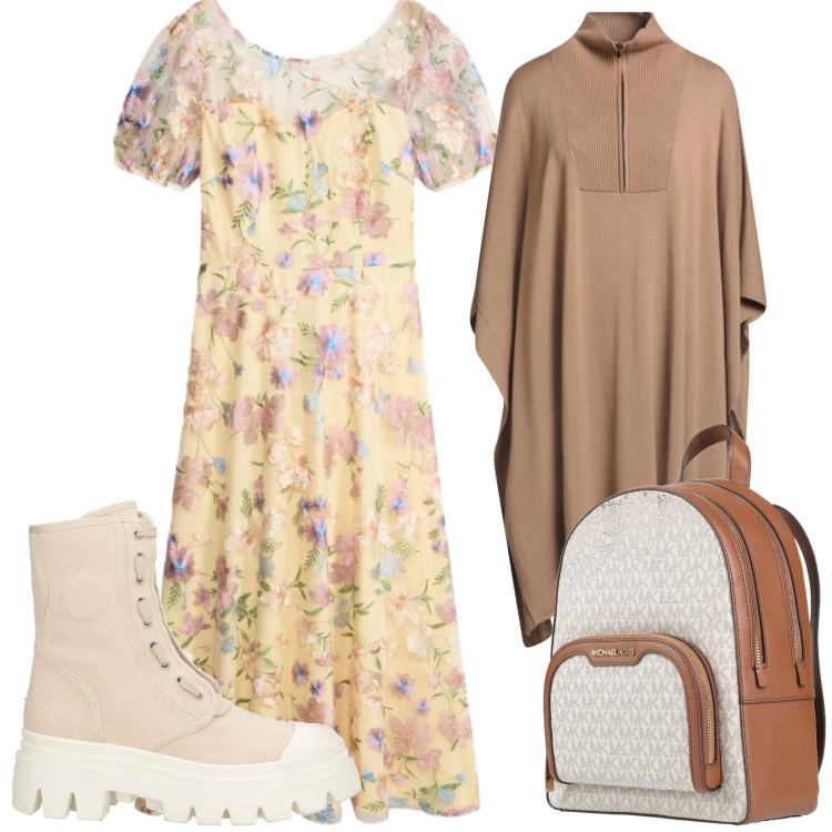 Outfit donna - Total look #2481758. Stile Romantica per Tutti i giorni. Abbinamento con cappotti, zaini, stivaletti, vestiti midi/longuette.