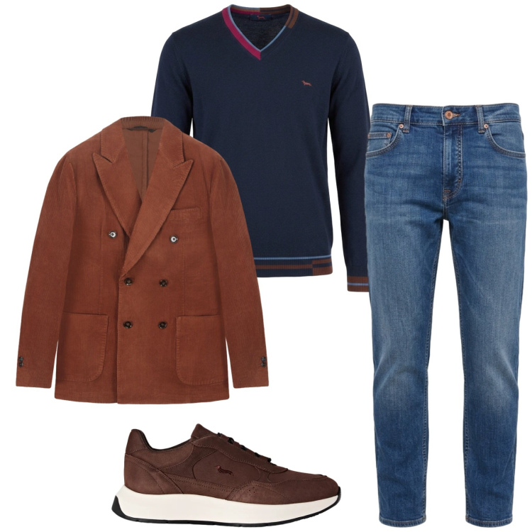 Outfit uomo - Total look #2481764. Stile Trendy per Serata speciale. Abbinamento con jeans, maglieria, sneakers, giacche.