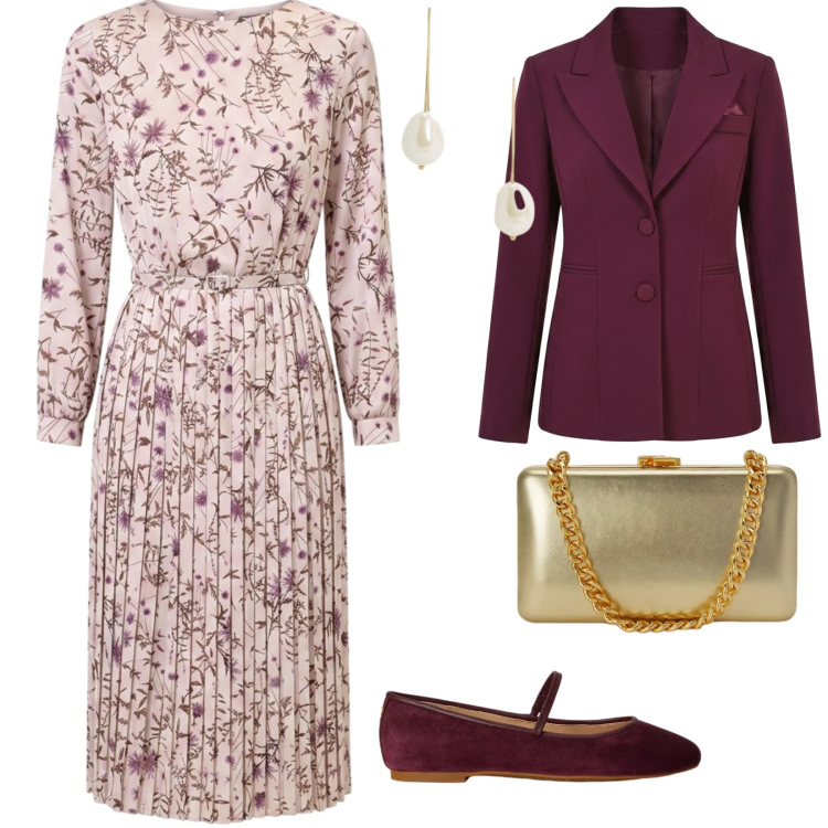 Outfit donna - Madrina di battesimo. per Cerimonia. Abbinamento con orecchini, ballerine, clutch, vestiti midi/longuette, blazer.