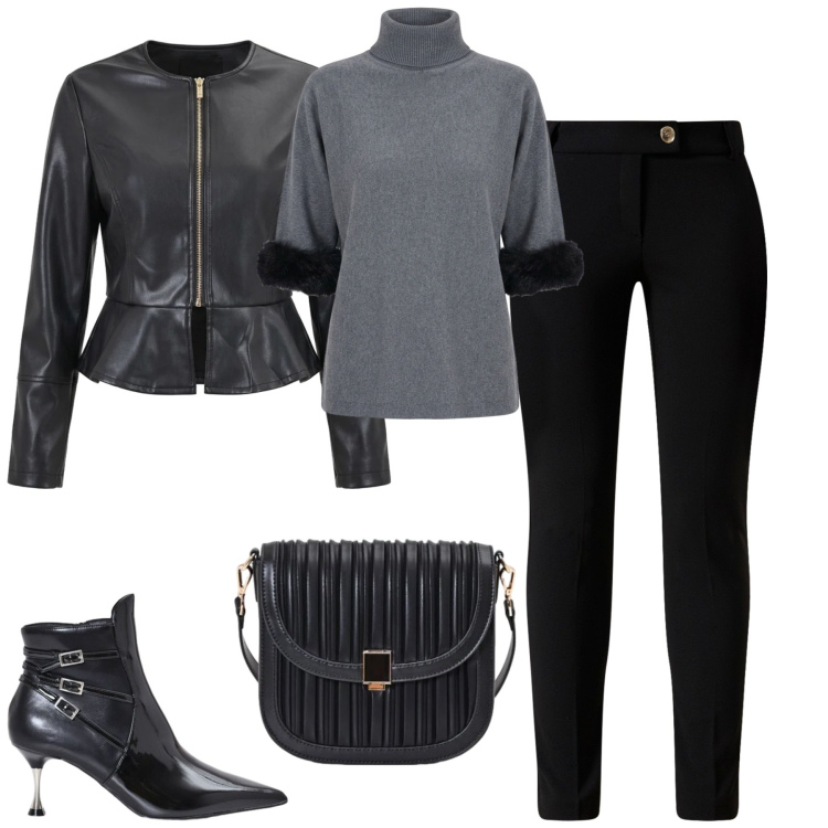 Outfit donna - Rinascimento. Stile Urban per Tutti i giorni. Abbinamento con maglieria, borse a tracolla, stivaletti, giacche, pantaloni.
