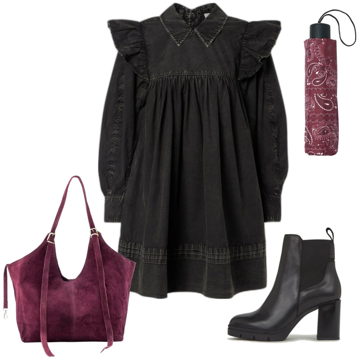 Outfit femme - Jolie Robe. Style Romantique pour Tous les jours. Assortir avec robes, sacs tote, bottes, bandeaux.