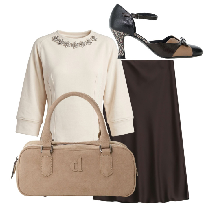 Outfit donna - Dixie - FW26. Stile Casual chic per Tutti i giorni. Abbinamento con felpe, décolleté, gonne longuette, borse a mano.
