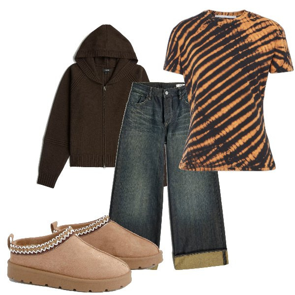 Outfit femme - détente. Style Tendance pour Tous les jours. Assortir avec pantoufles, jeans, t-shirts, gilets.