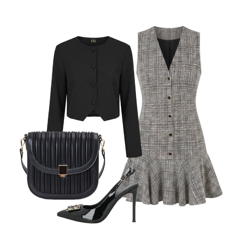 Outfit donna - Rinascimento. Stile Chic per Tutti i giorni. Abbinamento con blazer, borse a tracolla, vestiti corti, décolleté.
