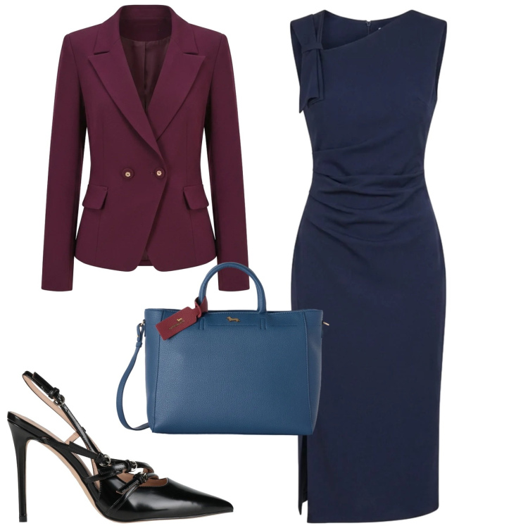 Outfit donna - Settembre. Stile Chic per Tutti i giorni. Abbinamento con borse a mano, vestiti asimmetrici, blazer, décolleté.