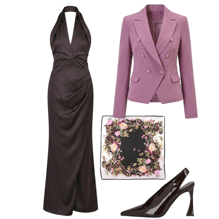 Outfit donna - Invitata ad una cerimonia importante. Stile Glamour per Cerimonia. Abbinamento con vestiti lunghi, blazer, sciarpe, décolleté.