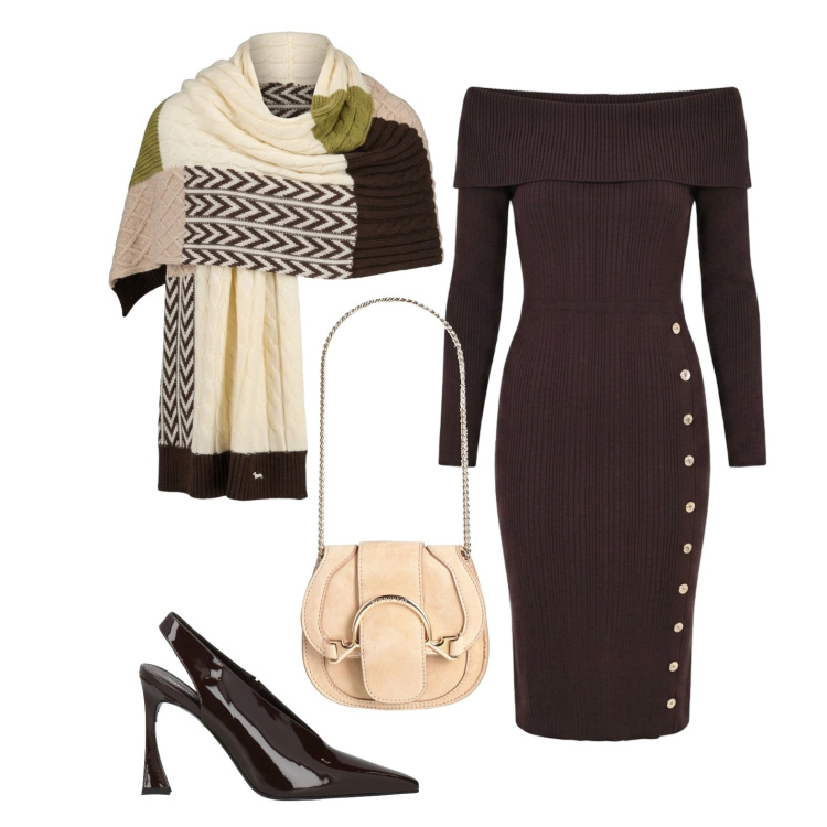 Outfit donna - Una sirena moderna. Stile Sexy per Serata fuori. Abbinamento con marsupi, décolleté, vestiti asimmetrici, sciarpe.