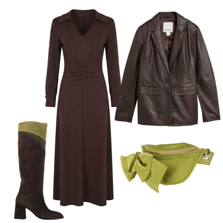 Outfit donna - Benvenuto Ottobre !. Stile Glamour per Tutti i giorni. Abbinamento con vestiti midi/longuette, marsupi, stivali, blazer.