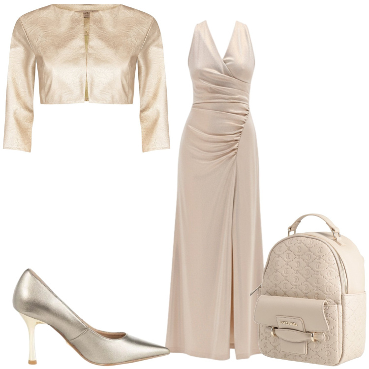 Outfit donna - Total look #2482392. Stile Chic per Serata fuori. Abbinamento con zaini, vestiti lunghi, bolero, décolleté.
