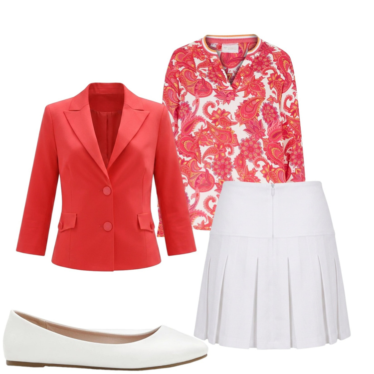 Outfit donna - Total look #2482515. Stile Bon Ton per Ufficio. Abbinamento con ballerine, tuniche, blazer, minigonne.