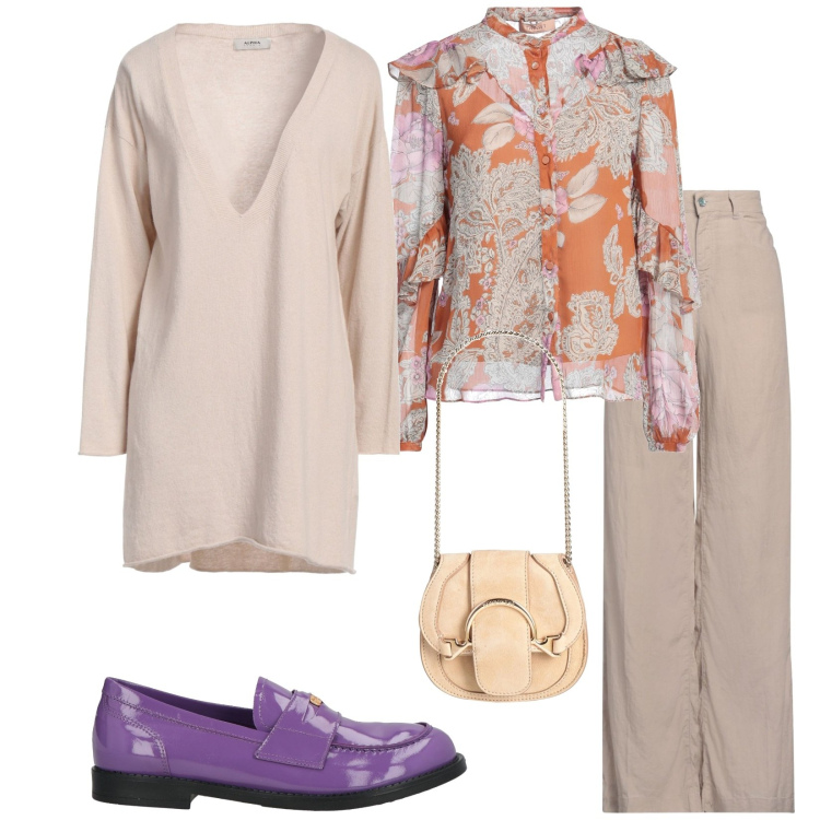 Outfit donna - Total look #2482546. Stile Bon Ton per Serata fuori. Abbinamento con marsupi, jeans, pullovers, camicie, mocassini.