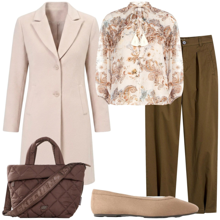 Outfit donna - Ballerine per Ottobre. Stile Romantica per Tutti i giorni. Abbinamento con cappotti, bluse, borse tote, pantaloni, ballerine.