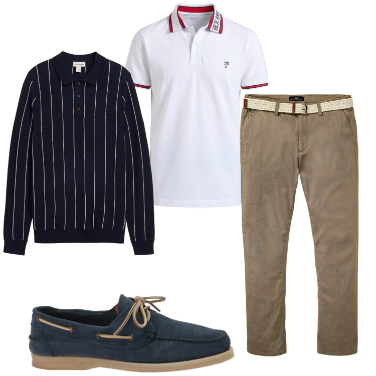 Outfit uomo - Total look #2482643. Stile Casual per Tutti i giorni. Abbinamento con scarpe stringate, polo, pantaloni chino, maglieria.