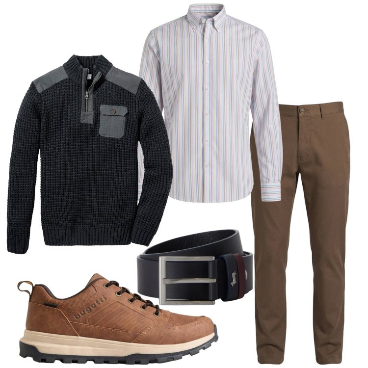 Outfit uomo - Total look #2482645. Stile Business/Elegante per Serata speciale. Abbinamento con cinture, pantaloni, camicie, maglieria, sneakers.