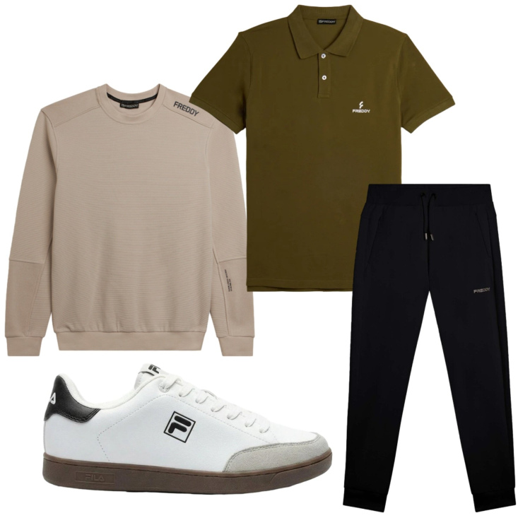 Outfit uomo - Total look #2482646. Stile Casual per Tutti i giorni. Abbinamento con felpe, pantaloni, polo, sneakers.